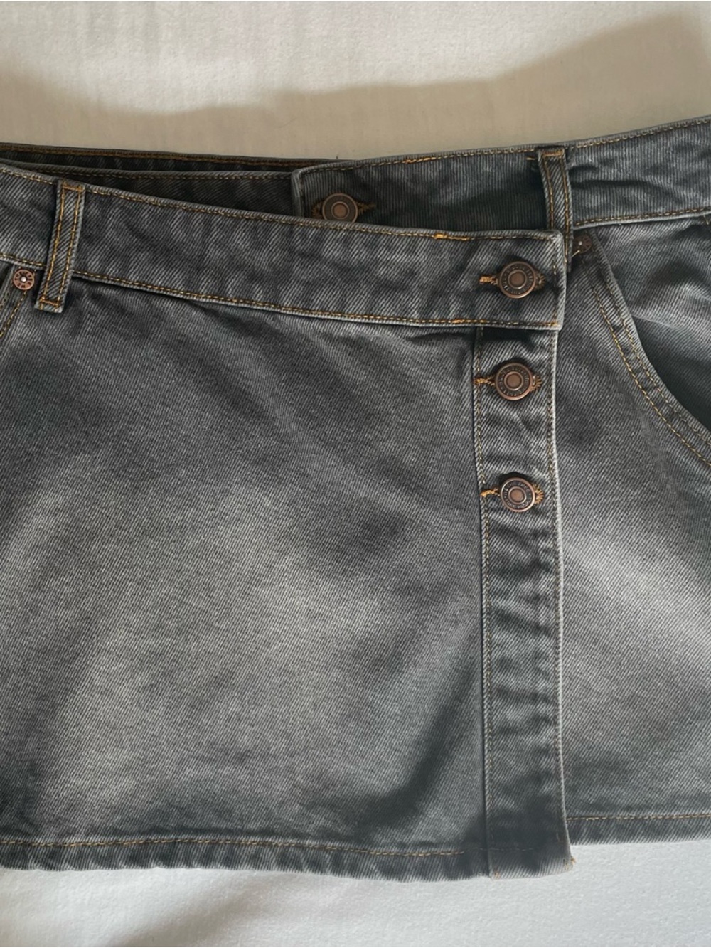 We The Free Washed Black Denim Jeans with Contrast Stitching